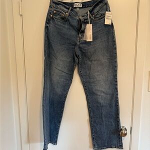 Blue Wide Leg Flare Jeans with Distressed Look